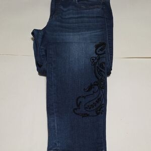 White House Black Market Dark Blue Skinny Jeans with Black Embellishment